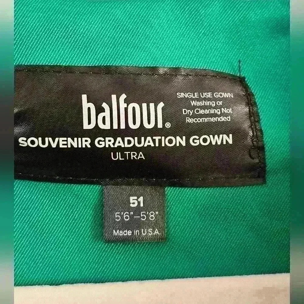 Balfour Green Graduation Gown Size 51 (5'6"- 5'8") EUC - Picture 3 of 5